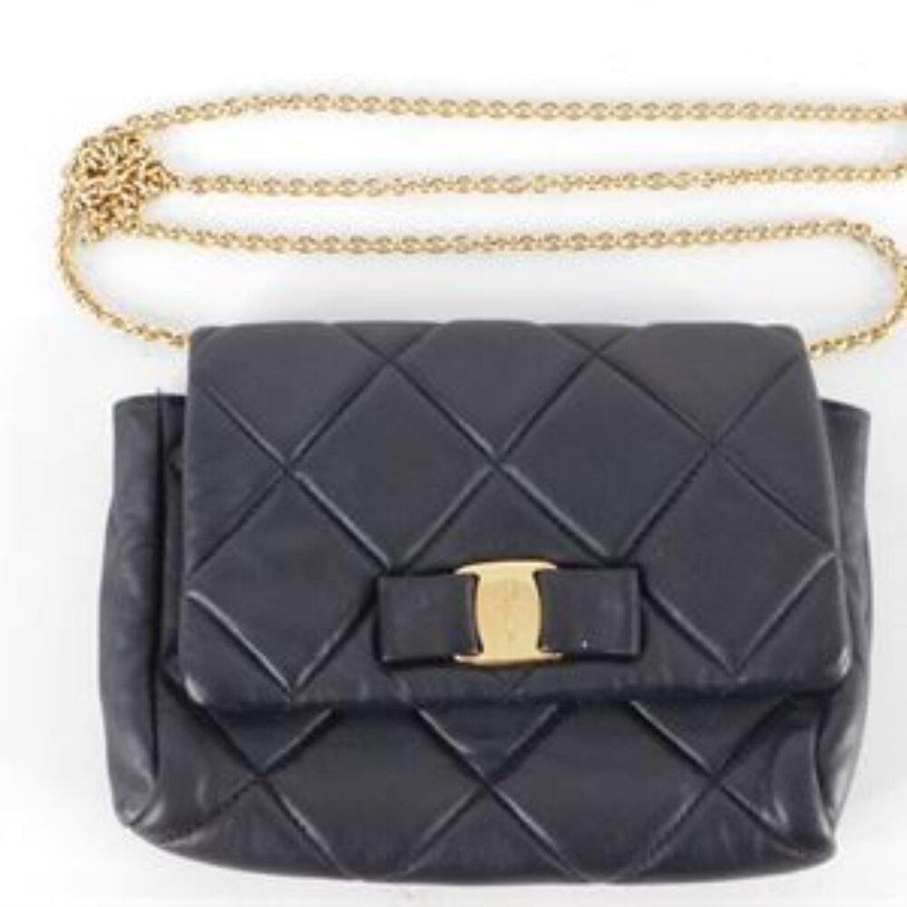 Authentic Miss Vara Soft Quilted Bow Mini Bag Salvatore Ferragamo